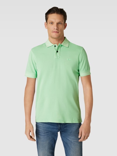 BOSS Orange Slim fit poloshirt met labeldetail, model 'Prime' Grasgroen - 4