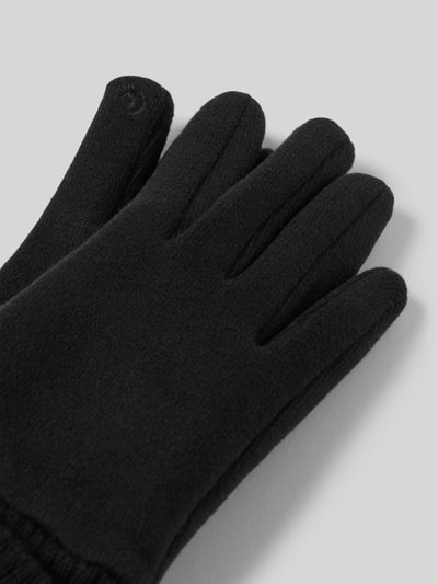 Produktfoto, Handschuhe aus elastischem Material-Mix von EEM, klassisch schwarz, weiche Textur, gerippte Abschlüsse, Damen Handschuhe