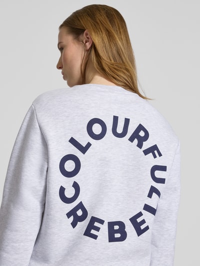 Colourful Rebel Relaxed fit sweatshirt met ronde hals Lichtgrijs gemêleerd - 3