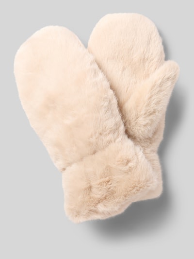 Produktfoto, Handschuhe aus Kunstfell Modell 'EBNA' von ICHI in Beige, Fäustlinge, weiche Plüsch-Textur, Damen Handschuhe von ICHI