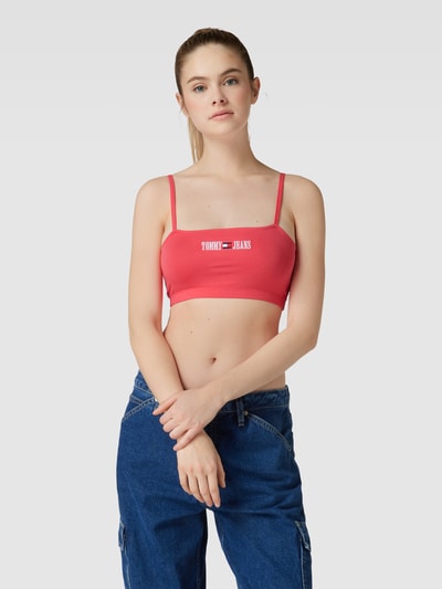 Tommy Jeans Korte top met verstelbare spaghettibandjes, model 'ARCHIVE' Felroze - 4