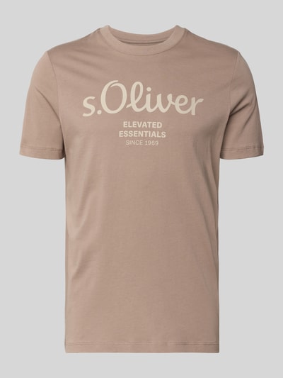 Produktfoto, Regular Fit T-Shirt aus reiner Baumwolle von s.Oliver RED LABEL, jednokolorowy, krój regular fit, nadruk z logo, okrągły dekolt, krótki rękaw, dżersej, czysta bawełna