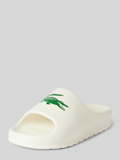 Lacoste Slides mit Label-Print Modell 'CROCO' Offwhite 1