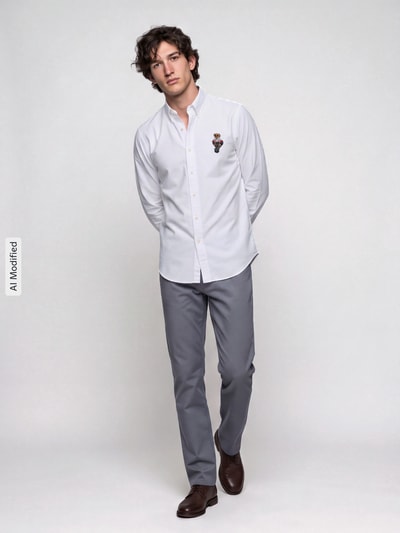 Polo Ralph Lauren Freizeithemd aus reiner Baumwolle mit gesticktem Motiv-Detail Weiss 1