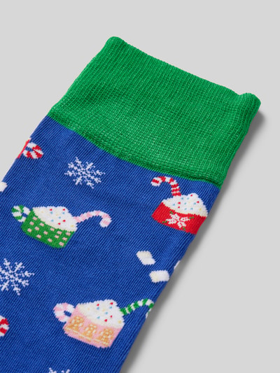 DillySocks Socken mit Motiv-Stitching Modell 'Christmas Latte' Royal 2