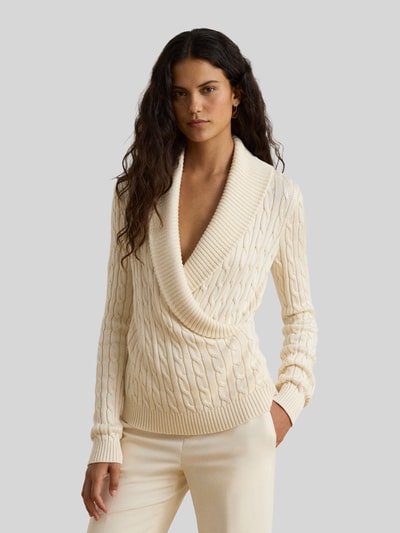 Lauren Ralph Lauren Regular fit pullover van mix van katoen en viscose Ecru - 4