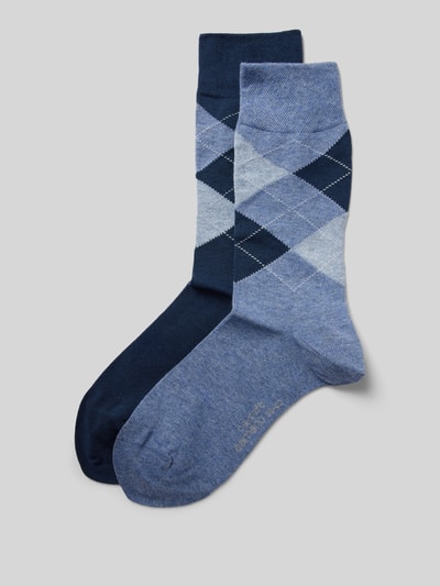 camano Socken mit Karomuster im 2er-Pack Blau 1