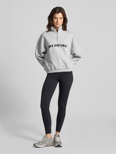 AIMN Sweatshirt met labelstitching, model 'Varsity' Lichtgrijs gemêleerd - 1