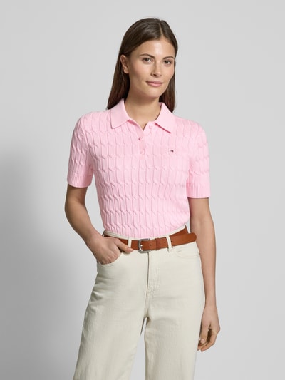 Tommy Hilfiger Strickshirt mit Zopfmuster Pink 4