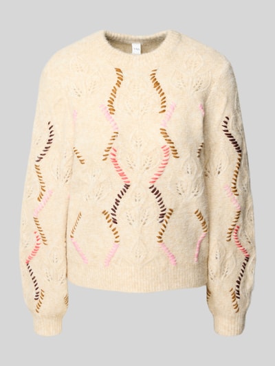 YAS Strickpullover mit Stitchings Modell 'GABBI' Offwhite 2