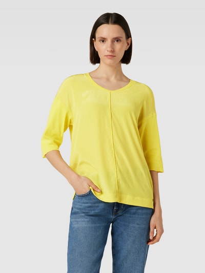 Marc Cain T-shirt met V-hals Geel - 4