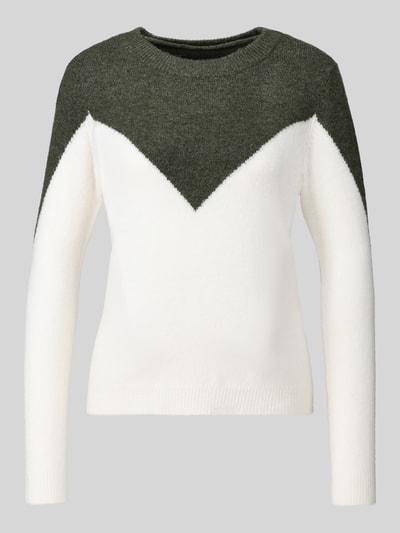 VERO MODA sweter krój regular fit z dodatkiem wełny model 'PLAZA' Ciemnozielony 2