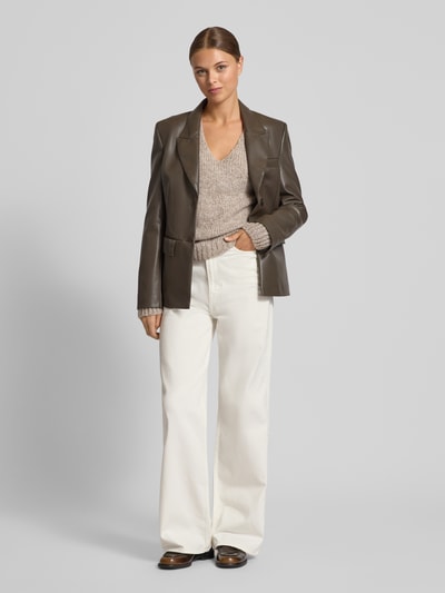 Oui Regular Fit Pullover mit Woll- und Mohair-Anteil Taupe 1