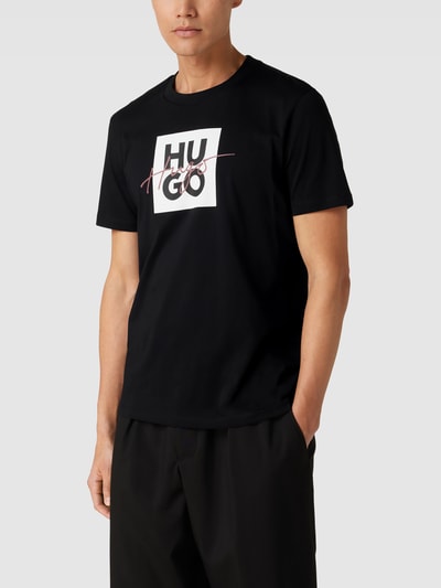 HUGO T-Shirt mit Label-Print Modell 'Dalpaca' Black 4