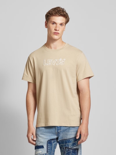 Levi's® Relaxed fit T-shirt met labelprint Beige - 4