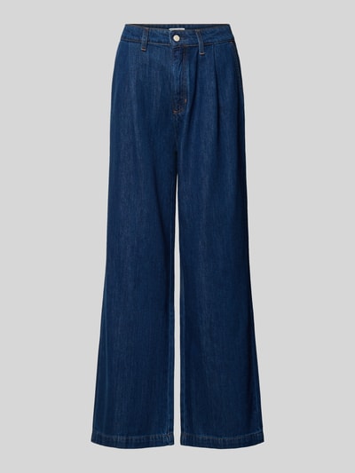 Produktfoto, dunkelblaue Wide & Loose Fit Jeans aus Baumwoll-Lyocell-Mix von Marc O'Polo DENIM, glatte Struktur, Damen Wide & Loose Fit Jeans
