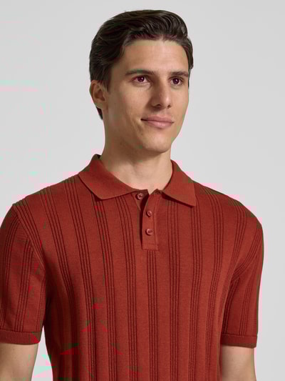 MCNEAL Regular Fit Strickpolo mit Strukturmuster Dunkelrot 3