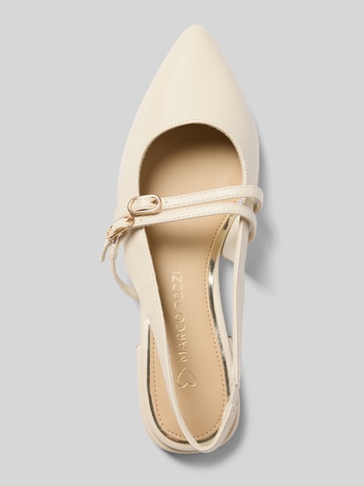 Produktfoto, Slingback Ballerinas mit Blockabsatz und riempje von Marco Tozzi, spitz model, licht gestructureerde zool, hakhoogte maat 40: 3 cm