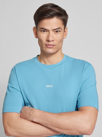 BOSS Orange T-shirt met labeldetail, model 'TCHUP' Oceaanblauw - 3