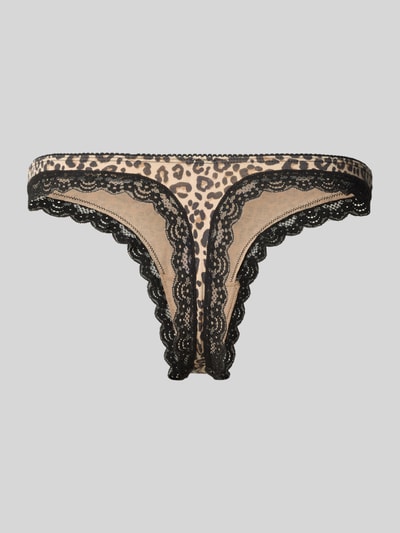 Produktfoto, String mit Spitzenbesatz von Jake*s Casual im Leopardenmuster, Baumwoll-Elasthan-Mix, Körpernahe Passform, elastischer Bund