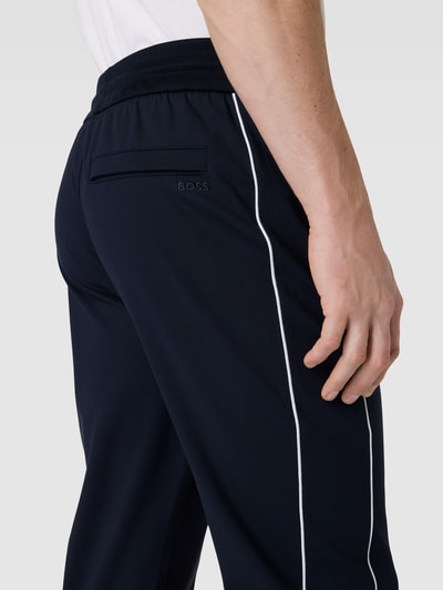 BOSS Sweatpants met contrastpaspels, model 'Lamont' Marineblauw - 3