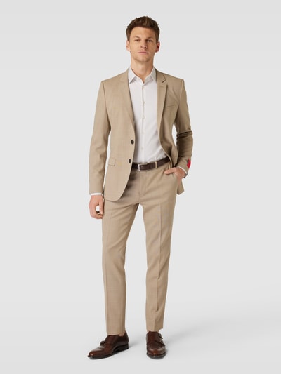 HUGO Stoffen broek met persplooien, model 'Hesten' Beige - 1