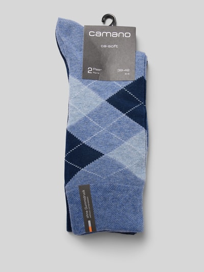 camano Socken mit Karomuster im 2er-Pack Blau 3