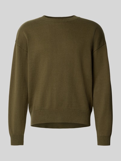 WOODBIRD Sweter z dzianiny o kroju oversized z prążkowanymi wykończeniami model ‘Kurt’ Ciemnobrązowy 2