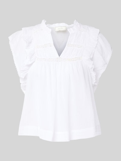 Neo Noir Regular Fit Blusentop mit Kappärmeln Modell 'Jayla' Weiss 2