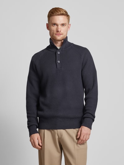 Casual Friday Gebreide pullover met opstaande kraag, model 'Kristian' Marineblauw - 4