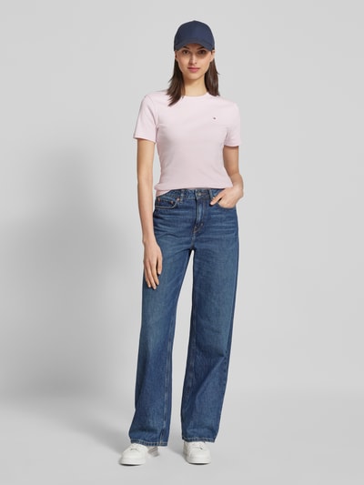 Tommy Hilfiger Slim fit T-shirt met labeldetail Roze - 1