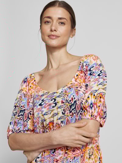 ICHI Midi-jurk van viscose met V-hals Felroze - 3