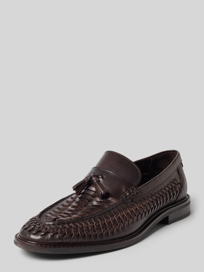 Produktfoto, Loafers aus Leder mit Quasten Modell 'Lozham' von Gant, Flecht-Optik, braun, strukturierte Sohle, abgerundete Form, neutrale Oberfläche
