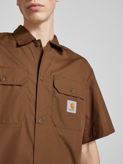 Carhartt Work In Progress Freizeithemd mit Label-Patch Modell 'CRAFT' Dunkelbraun 3