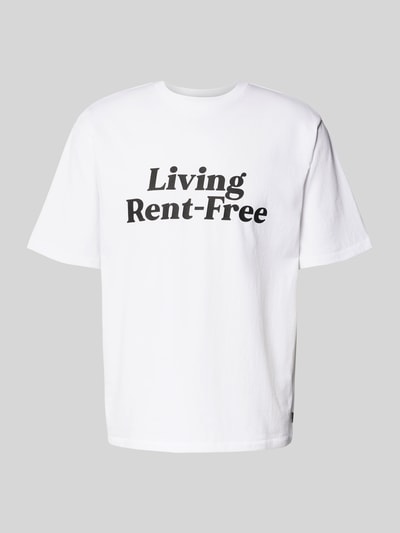 REVIEW T-Shirt mit geripptem Rundhalsausschnitt Weiss 2