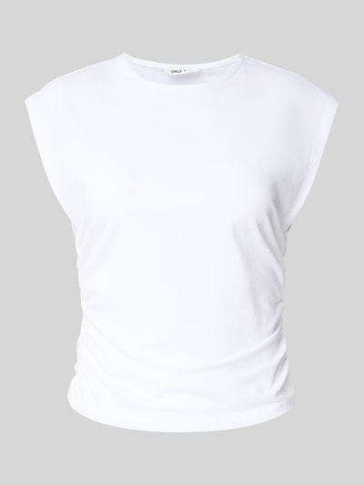 Produktfoto, Slim Fit T-Shirt aus Baumwoll-Mix Modell 'MIRA' von Only, Optik: Unifarben, Passform: Slim-Fit, Raffung, Rundhals, Kurzarm, Jersey