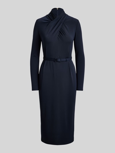 Lauren Ralph Lauren Midi-jurk met gedrapeerde wikkelcol Marineblauw - 2