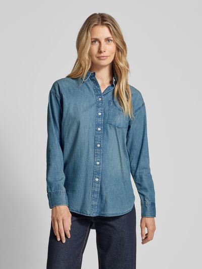 Lauren Ralph Lauren Jeansblouse met borstzak, model 'BRAWLEY' Blauw - 4