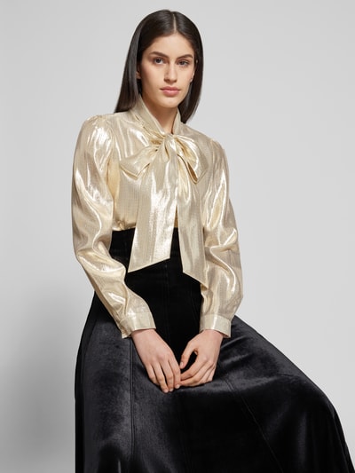 Self-Portrait Schluppenbluse aus Viskose-Mix Gold 3