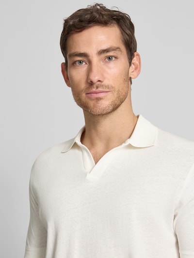 Marc O'Polo Regular Fit Poloshirt aus Baumwoll-Leinen-Mix Offwhite 3