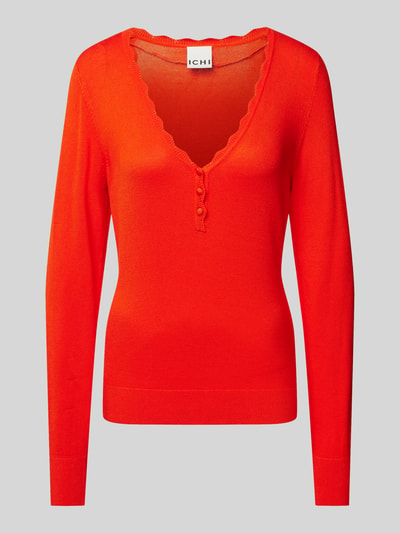 ICHI Gebreide pullover met V-hals, model 'DIANE' Rood - 2