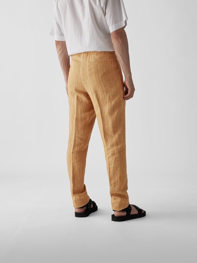 Lardini Leinenhose mit Streifenmuster Senf 5