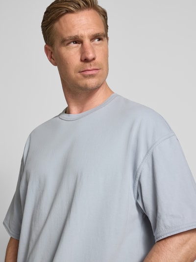 American Vintage T-shirt met geribde ronde hals, model 'FAZY' Lichtgrijs - 3