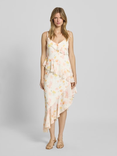 Gina Tricot Midikleid mit Volants und V-Ausschnitt Apricot 4