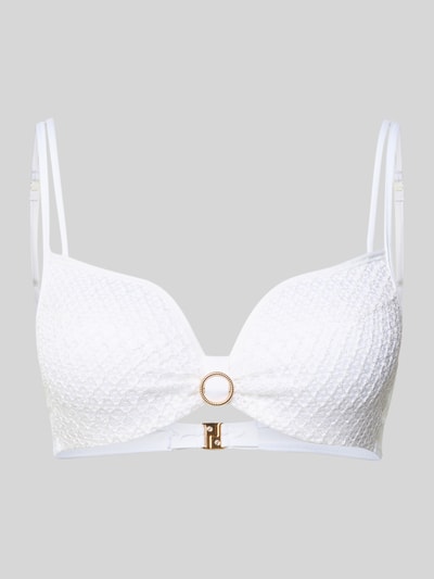 Produktfoto, Bikini-Oberteil mit Applikation Modell 'TALEAH' von Marie Jo in Weiß, Material-Mix mit Stretch-Anteil, wattiert, Hakenverschluss