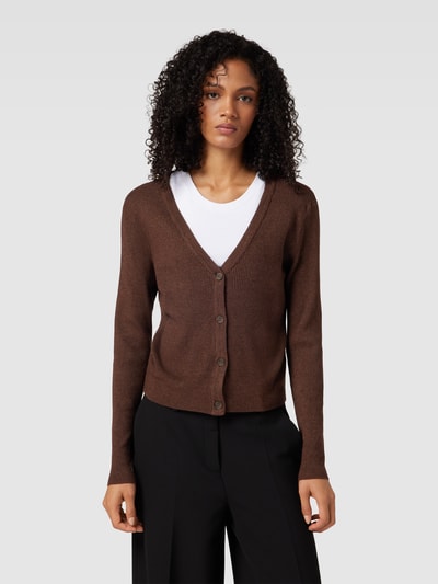 Vila Cardigan met V-hals, model 'COMFY' Middenbruin - 4