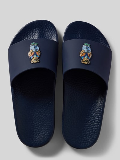 Productfoto, Badeschuhe mit Polo Bear-Applikation van Polo Ralph Lauren, look: effen, punt van de schoen: rond, hakvorm: plat, applicatie: polo bear-applicatie, sluiting: comfortmodel/open