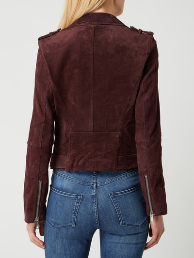 Review Lederjacke mit Gürtel am Bund Bordeaux 5