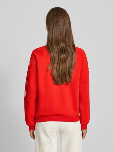 ICHI Sweatshirt met ribboorden, model 'LELA' Lichtrood - 5