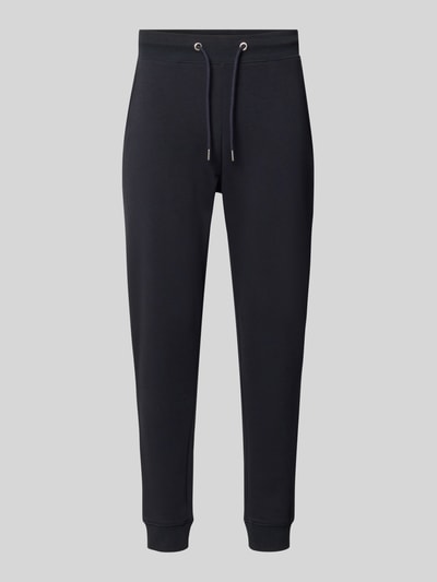 Produktfoto, Sweatpants mit elastischem Bund und Kordelzug van Christian Berg Men aus katoenmix, regular fit, binnenbeenlengte bij maat M 74 cm, donkere kleur, eenvoudige rechte vorm, zachte textuur